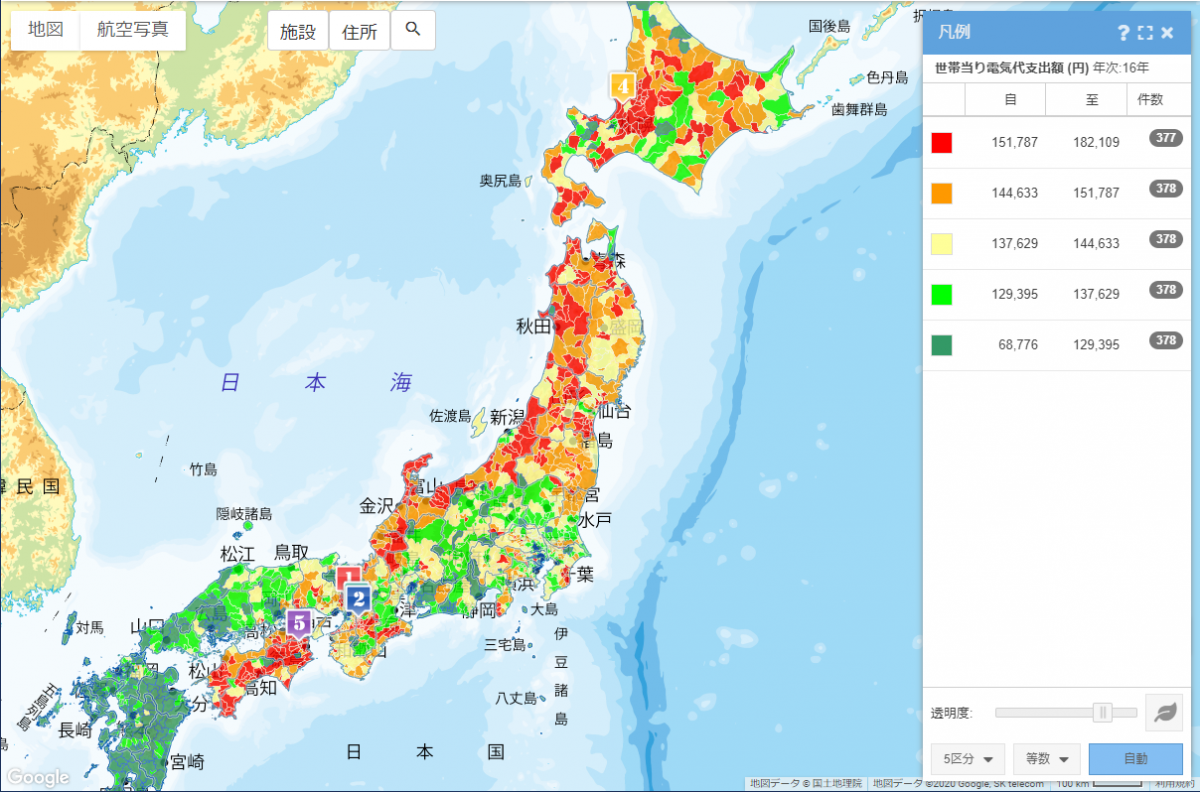 世帯当り電気代支出額