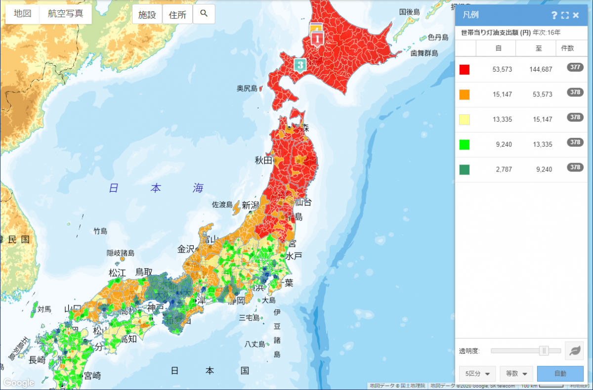 世帯当り灯油支出額